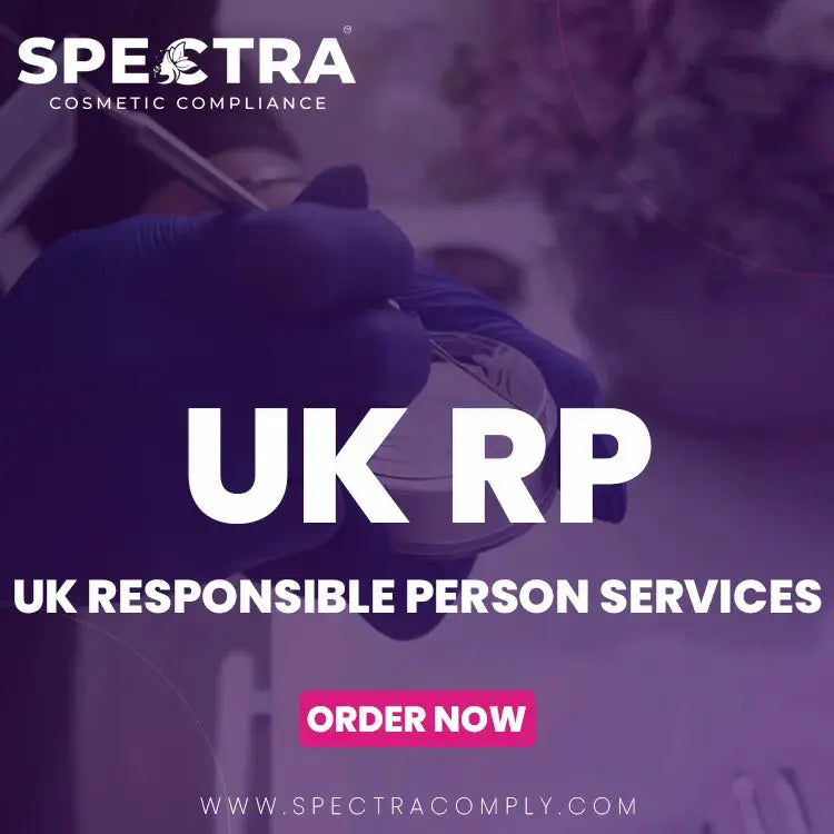 Spectra Cosmetic Compliance UK Responsible Person representation services graphic for legal UK cosmetic market entry