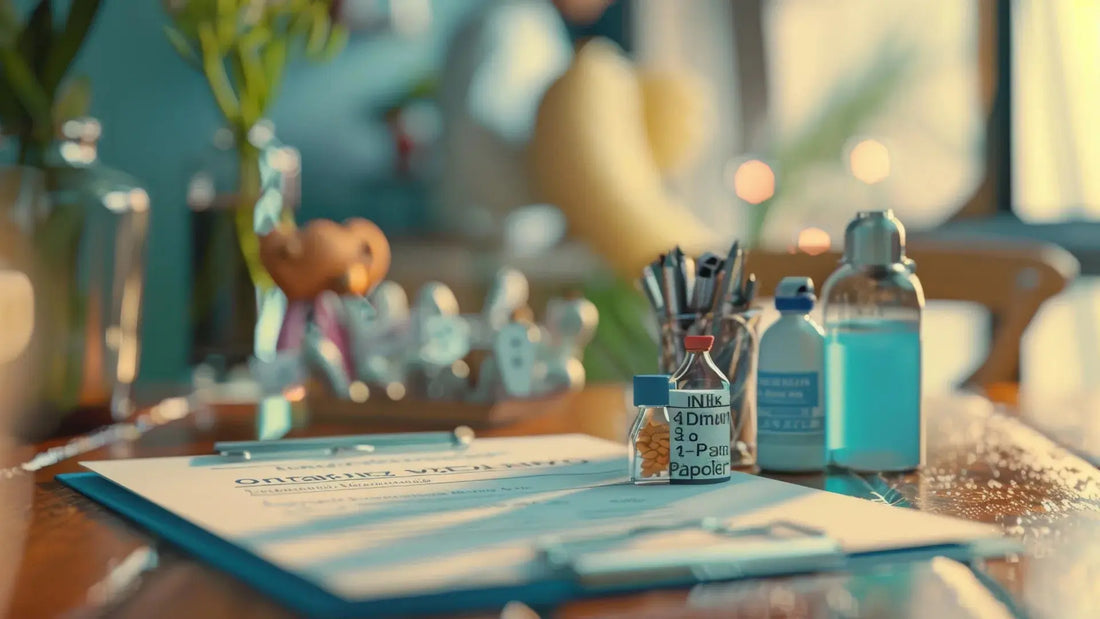 Cosmetic laboratory equipment and sample bottles used for cosmetic product testing and safety assessment.