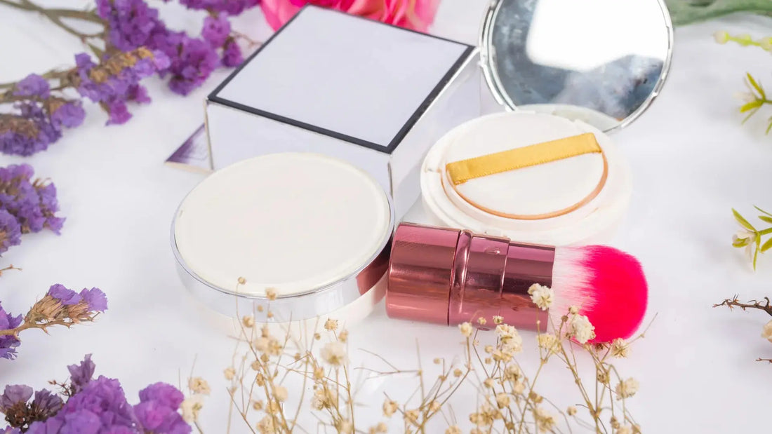 Decorative cosmetic compact powder product used for cosmetic safety assessment and regulatory compliance.