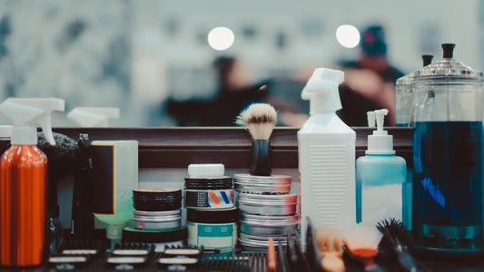 Cosmetic products displayed for regulatory review following the UK ban on 4 MBC (Enzacamene), a prohibited UV filter in Great Britain.