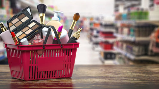 Cosmetics in a shopping basket illustrating UK selling requirements and CPSR compliance.