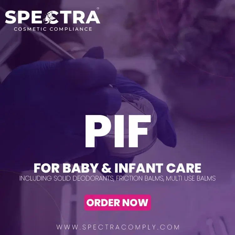 Spectra Cosmetic Compliance PIF for baby washes, balms and moisturisers
