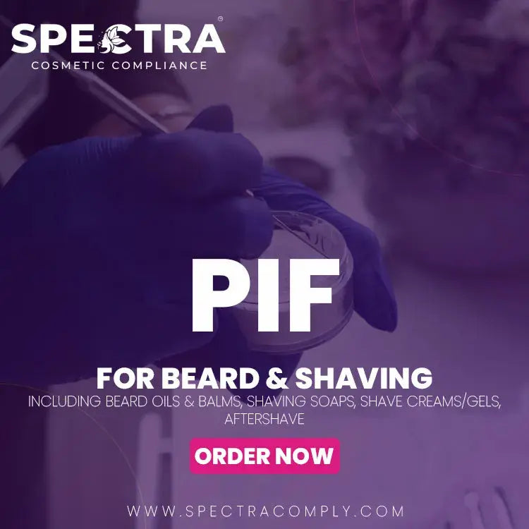 Spectra Cosmetic Compliance PIF for beard oils, balms, shaving soaps and aftershave