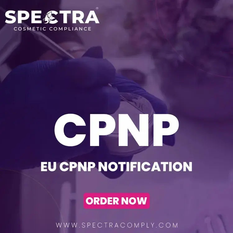 Spectra Cosmetic Compliance EU CPNP notification service badge for submitting cosmetic products to the European Union market