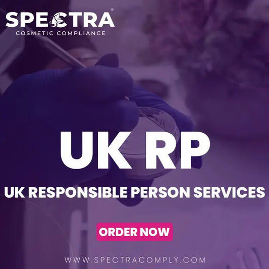 Spectra Cosmetic Compliance UK Responsible Person representation services graphic for legal UK cosmetic market entry